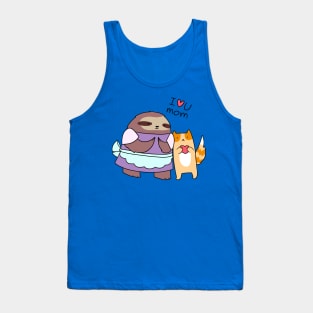 I Love U Mom Sloth and Cat Tank Top